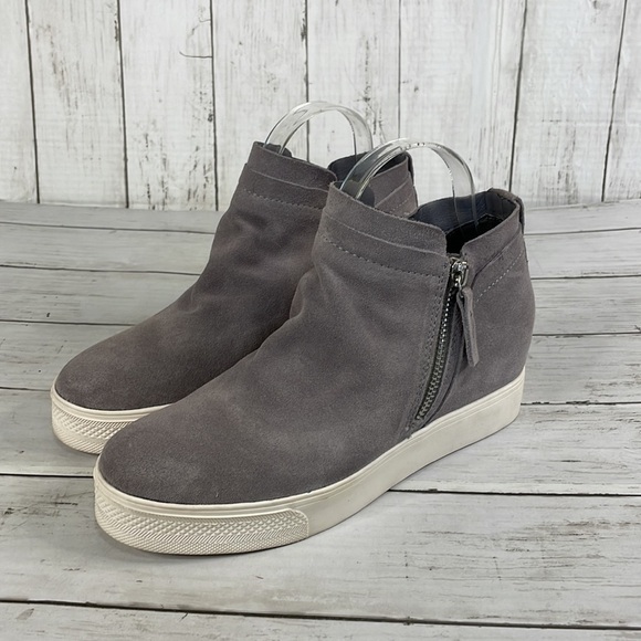 Dolce Vita Grey Suede Hidden Wedge Sneaker Booties - Picture 2 of 13
